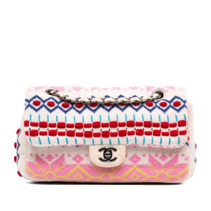 Pre-Loved Chanel Medium Classic Multicolor Cashmere Knit Single Flap